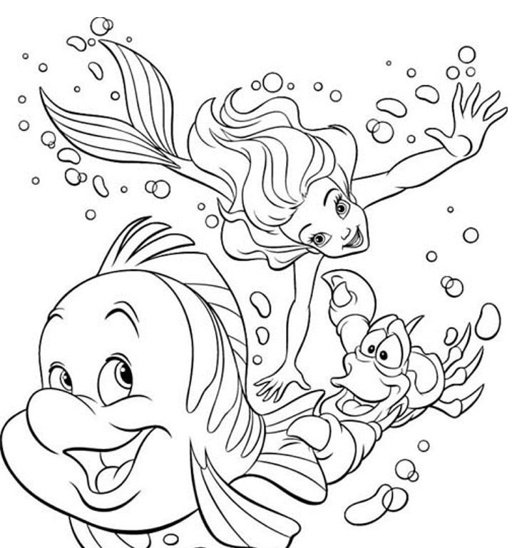 Desenhos para Colorir da Pequena Sereia Ariel