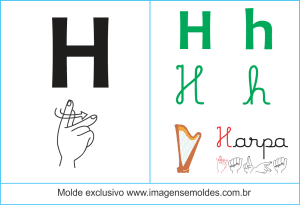 Imagens, Cartazes de Letras em Libra Letra H - Letra H Alfabeto