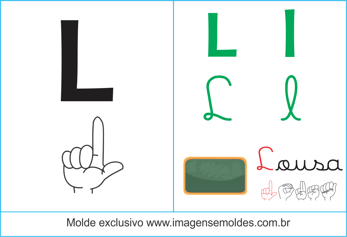 Imagens, Cartazes de Letras em Libra Letra L - Letra L Alfabeto