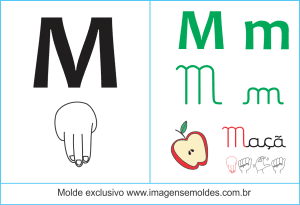 Imagens, Cartazes de Letras em Libra Letra M - Letra M Alfabeto