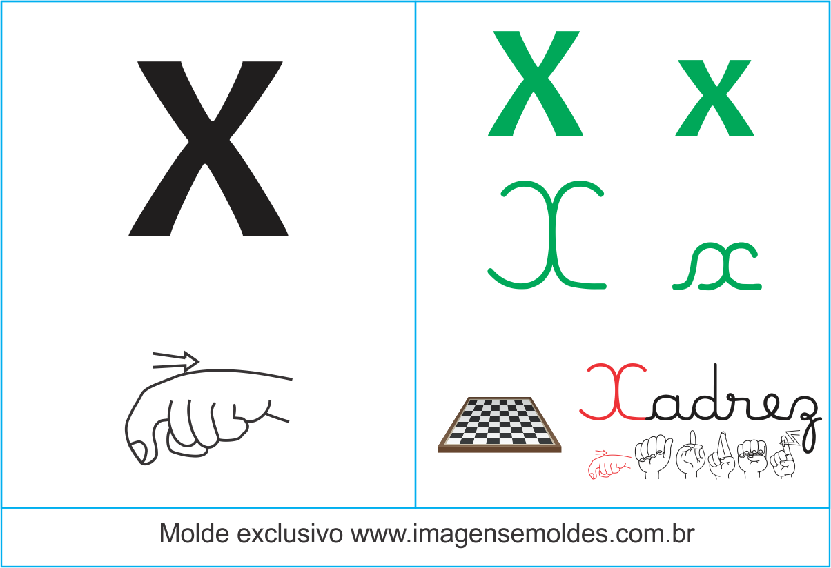 Imagens, Cartazes de Letras em Libra Letra X - Letra X Alfabeto