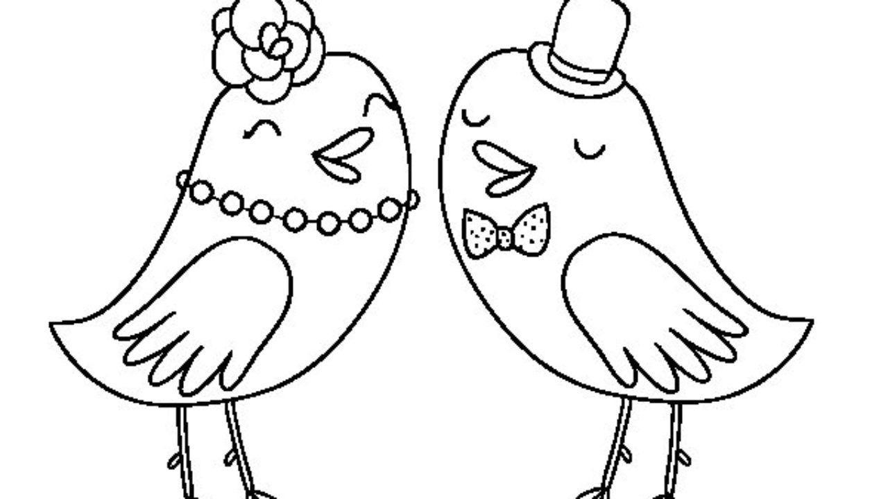 Desenhos Para Colorir Passaros De Casamento