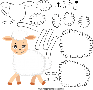 Molde de ovelha 1 para Eva, Feltro, e artesanato