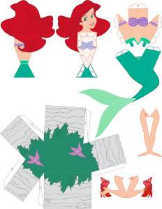 Molde Princesa Ariel Paper Craft, Molde de princesas de disney, Disney princess mold, Disney Prinzessin Schimmel