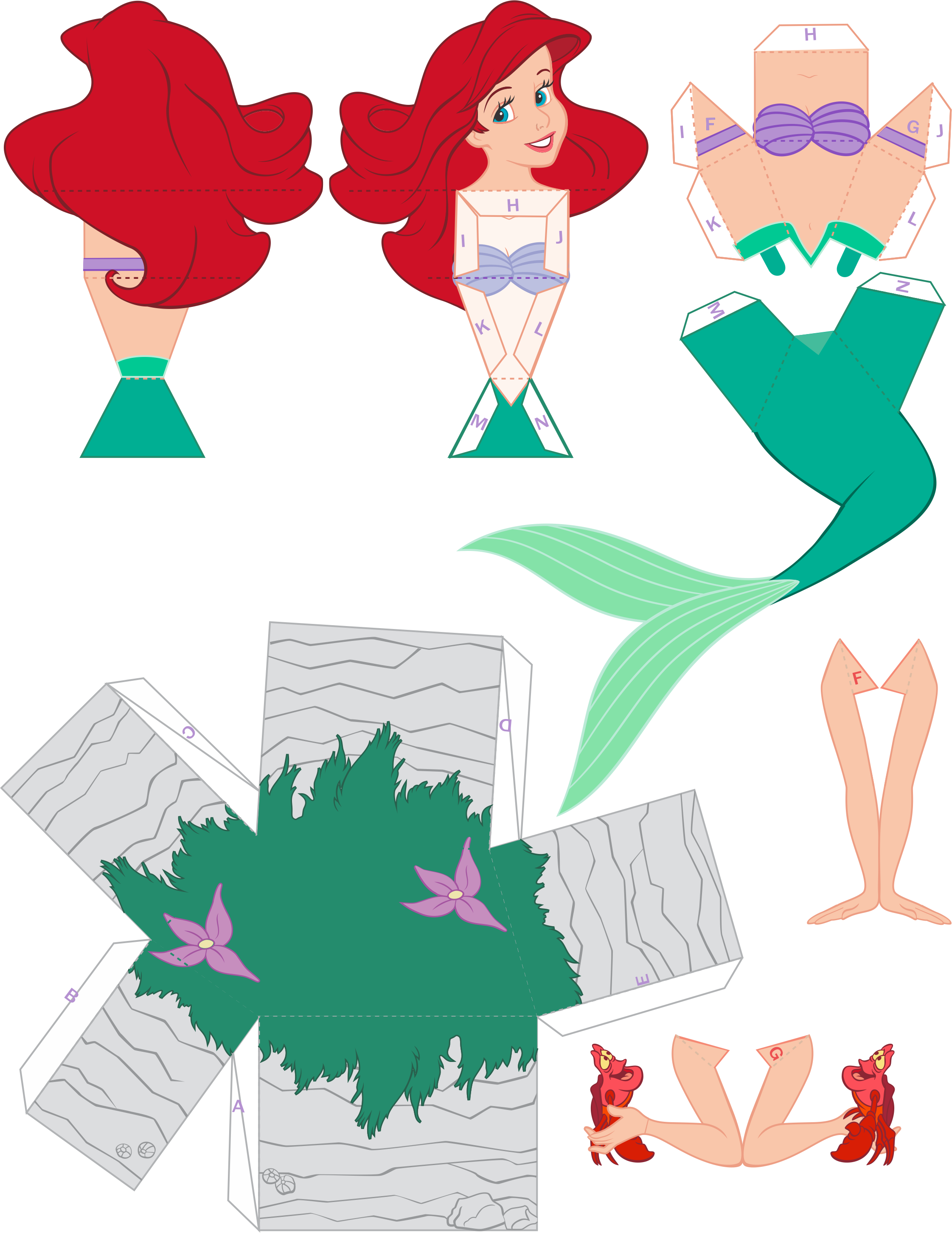 Molde Princesa Ariel Paper Craft