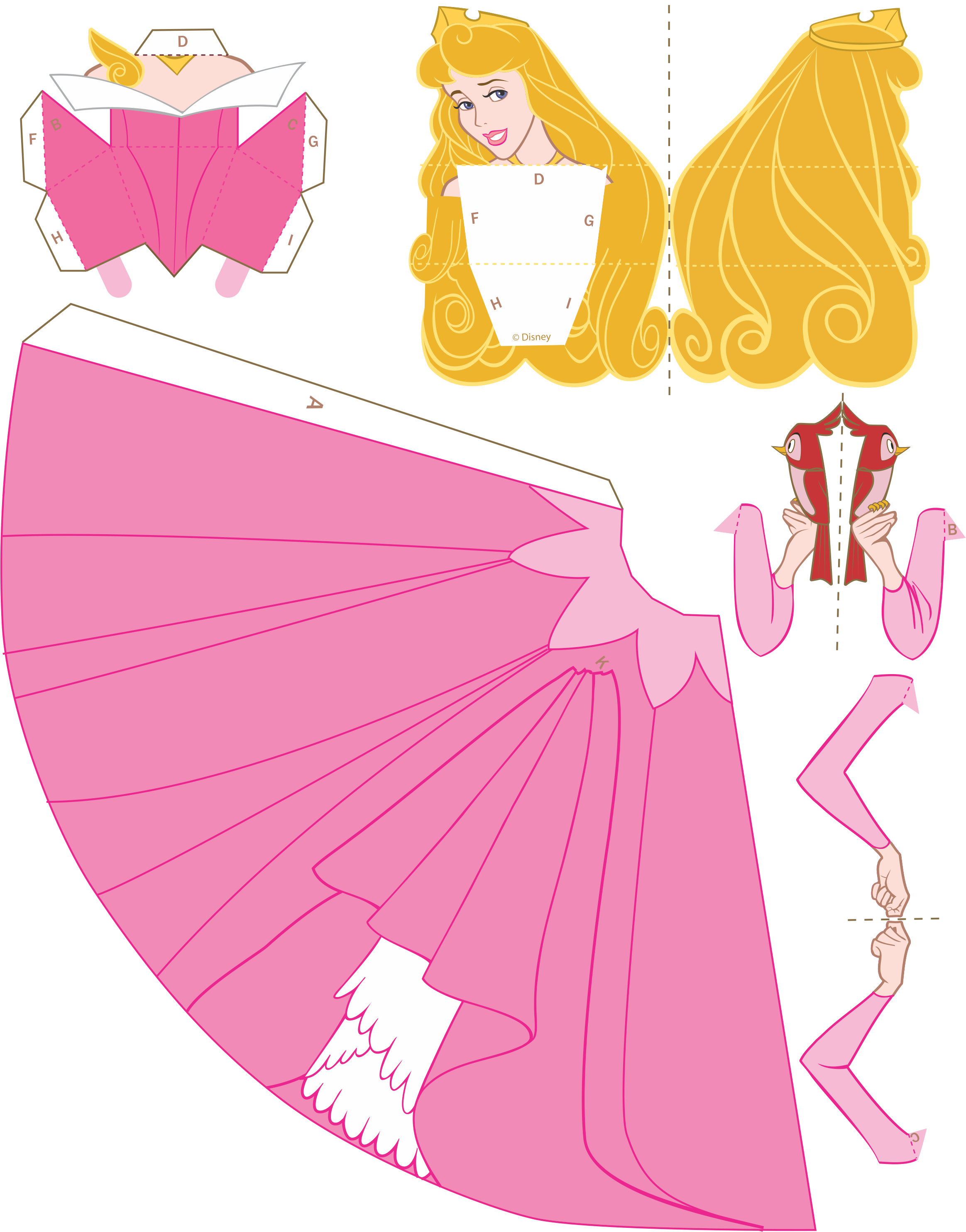 Molde Princesa Aurora Paper Craft