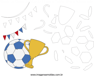 Molde de Copa do mundo 13 para Eva, Feltro e Artesanato