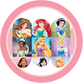 Tag Digital de 5cm Princesas da Disney para Festa de Aniversário