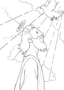Desenho de Batismo de Jesus para colorir