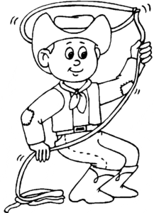 Desenho de Cowboy com laço para colorir