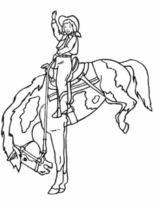 Desenho de Cowboy no rodeio para colorir