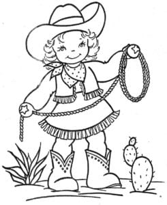 Desenho de Cowgirl para colorir