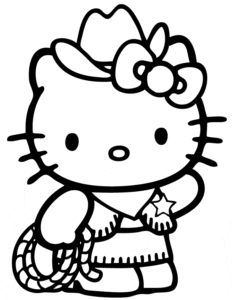 Desenho de Hello Kitty no faroeste para colorir