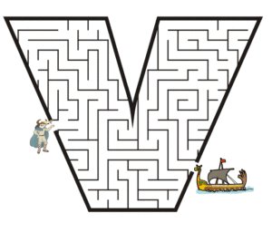 Desenho de Jogo do labirinto - Viking para colorir