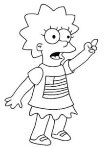 Desenho de Lisa Simpson com roupa dos EUA para colorir