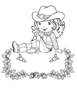 Desenho de Moranguinho cowboy para colorir