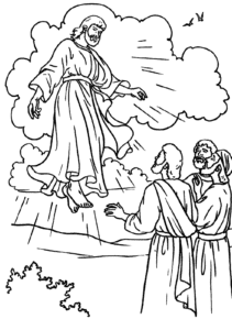 Desenho de Ascensão de Jesus para colorir
