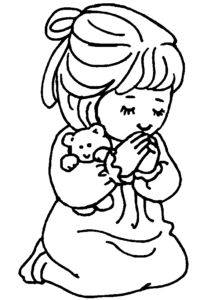 Desenho de Momentos Preciosos - Menina rezando para colorir