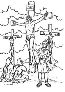 Desenhos para Colorir - Jesus na Cruz com os Ladrões
