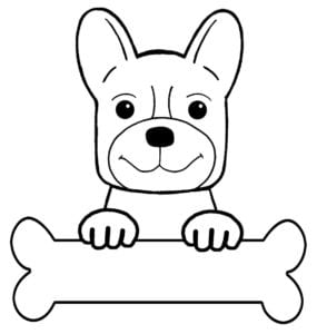 Desenho de Cachorro segurando osso para colorir