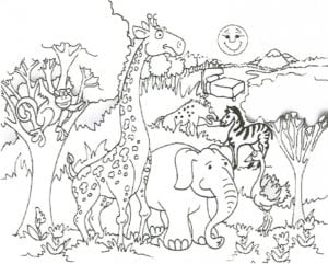 Desenho de Animais do safari africano para colorir