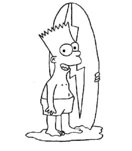 Desenho para colorir de Bart Simpson surfista