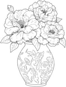 Desenho para colorir de Flores no jarro