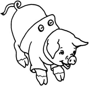 Desenho para colorir de Porco com camiseta