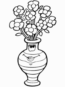 Desenho de Vaso com florezinhas para colorir
