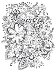 Desenhos para colorir de Zentangle flores e folhas