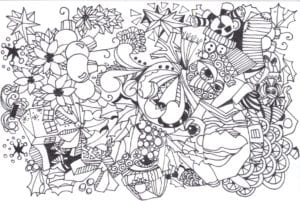 Desenho para colorir de Zentangle florzinhas