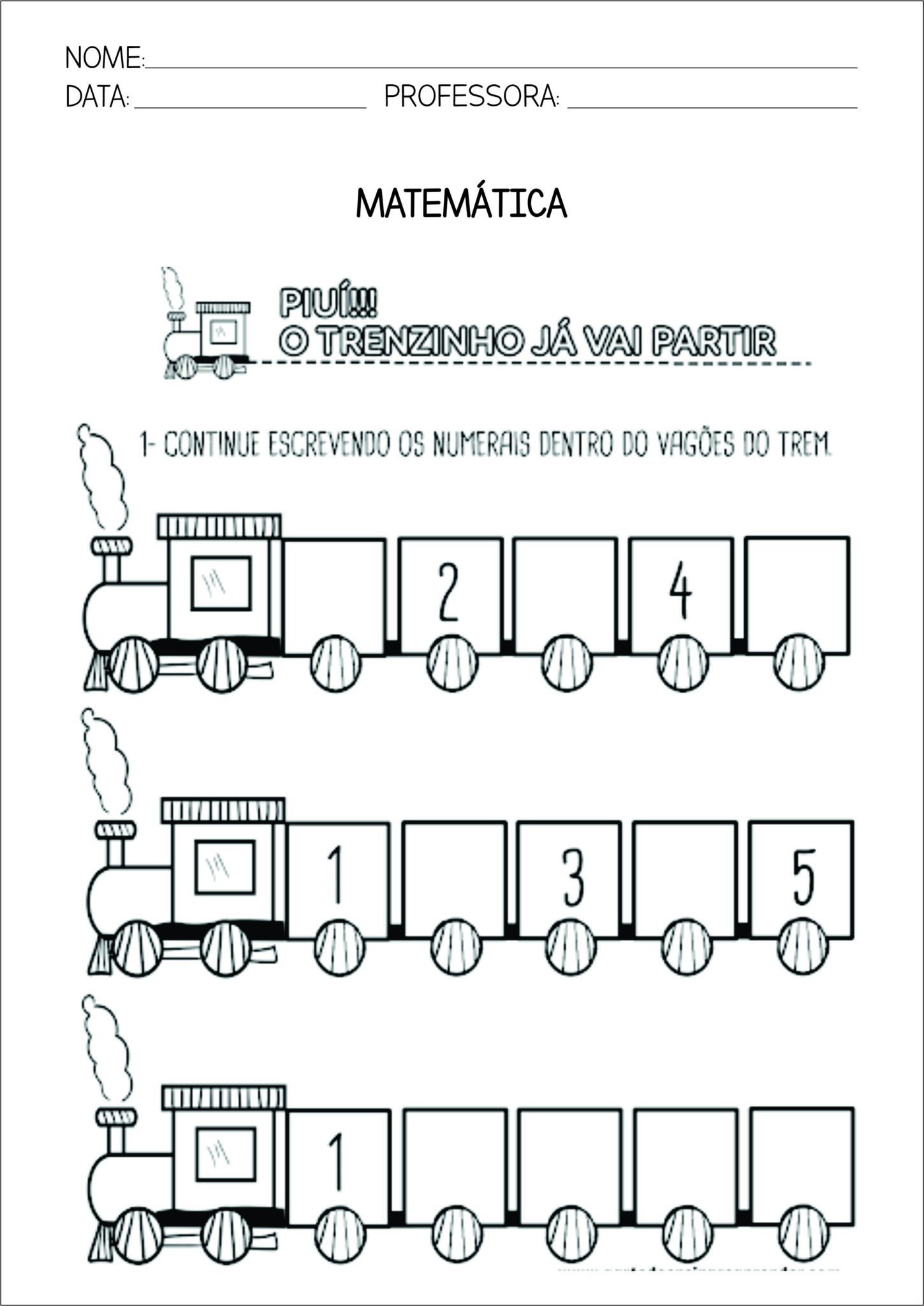 Atividade De Matem Tica Educa O Infantil Ano Complete Os N Meros