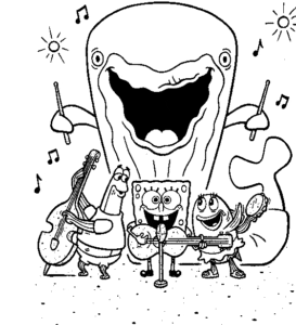 Desenho para colorir de Banda de música do Bob Esponja