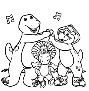 Desenho para colorir e imprimir de Barney, BJ e Baby Bop