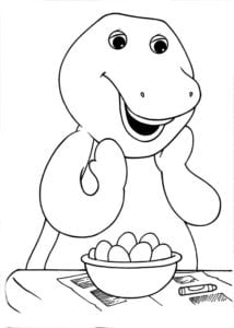 Desenho para colorir de Barney cozinhando ovos