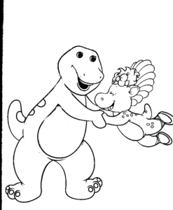Desenho para colorir de Barney e Baby Bop brincando juntos