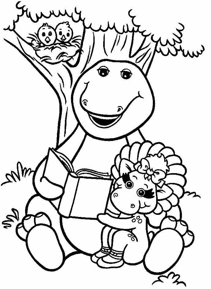 Desenho de Barney pintando quadro para colorir - Tudodesenhos