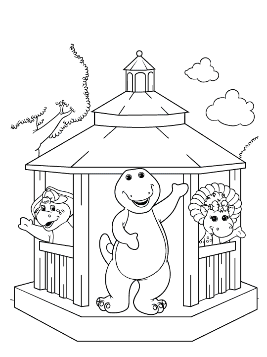 Desenho de Barney pintando quadro para colorir - Tudodesenhos