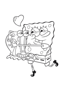 Desenho para colorir de Bob Esponja abraçando Gary