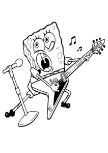Desenho para colorir de Bob Esponja tocando guitarra