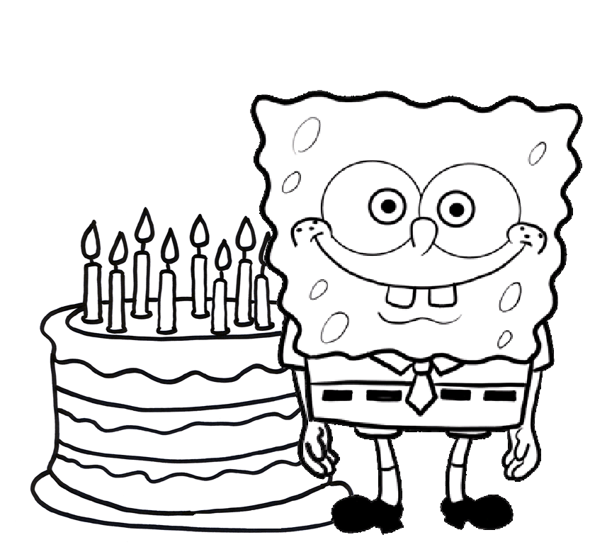 Desenho para colorir de Festa de aniversário do Bob Esponja
