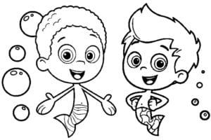 Desenho para colorir de Gil e Goby de Bubble Guppies
