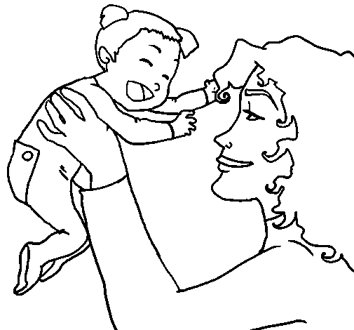 Desenho Para Colorir De Mamae Brincando Com Bebe