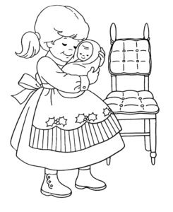 Desenho para colorir de Mãe abraçando bebê