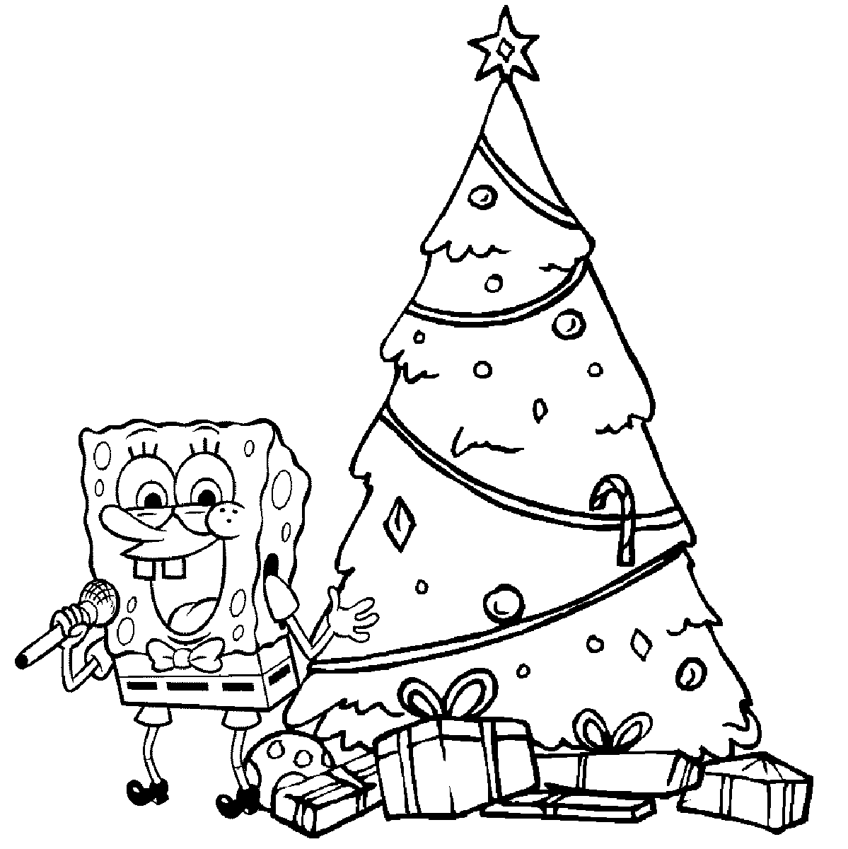 Desenho para colorir e imprimir de Natal do Bob Esponja