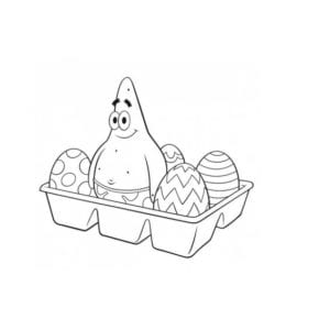 Desenho para colorir de Patrick na caixa de ovos da Páscoa