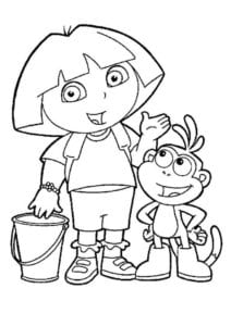 Desenho de Dora e o amigo Botas para colorir e imprimir