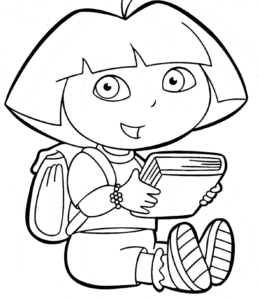 Desenho de Dora na escola para colorir e imprimir