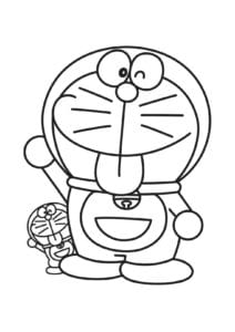 Desenho para colorir de Doraemon e Doraemon baby