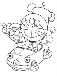 Desenho De Doraemon No Carrinho Para Colorir